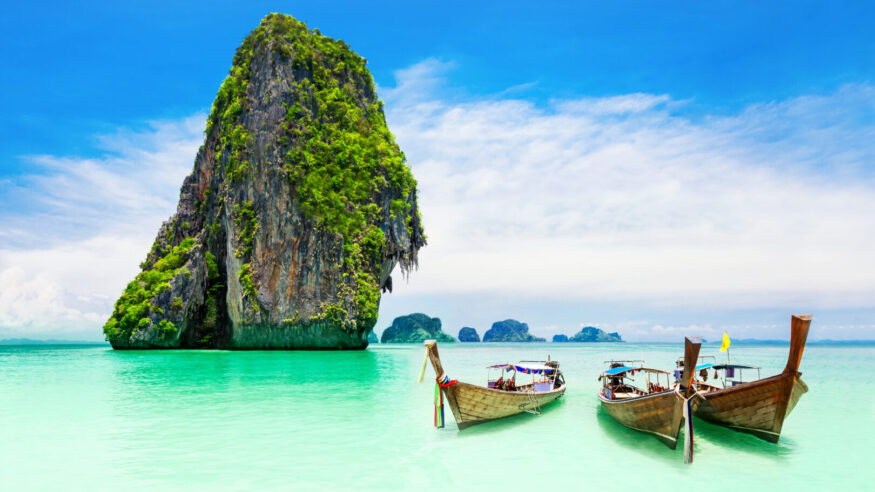 Beaty limestone rock in the ocean